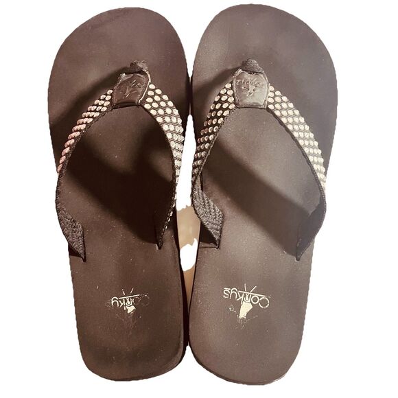 Corkys Madeline Flip Flop Clear Rhinestones On Black Fabric Straps Size 8 W/box - Picture 3 of 7